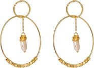 Hollywood Sensation Pearl Double Hoop Earrings
