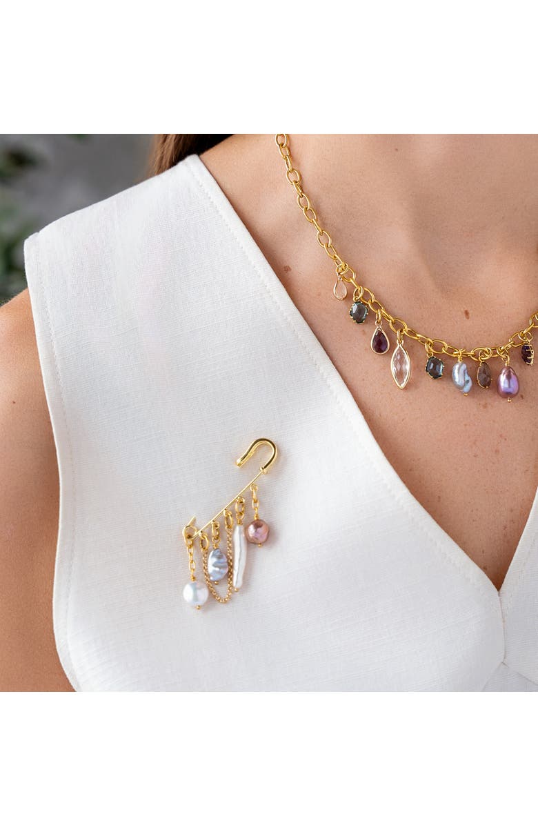 Loni Paul Jewelry Colorful Pearl Brooch, Alternate, color, Gold
