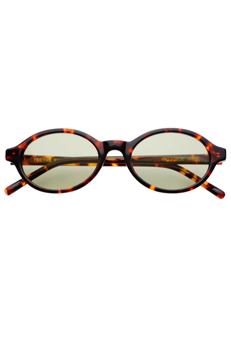 Zoe Small Oval Sunglasses, Main, color, Tortoise / Light Green