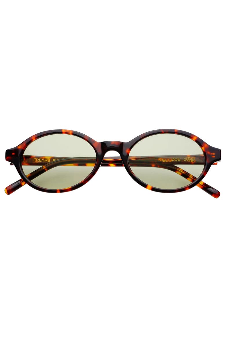 FREYRS Eyewear Zoe Small Oval Sunglasses, Main, color, Tortoise / Light Green