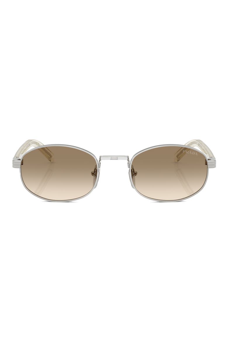 52mm Oval Sunglasses, Main, color, METALLIC SILVER