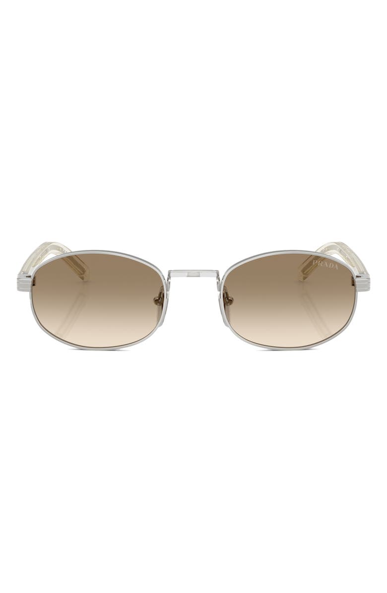 Prada 52mm Oval Sunglasses, Main, color, Metallic Silver