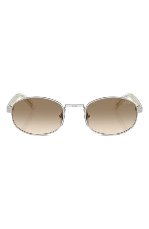 Prada 52mm Oval Sunglasses In Metallic Silver