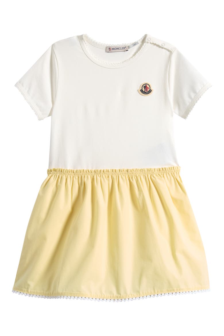 Kids' Logo Patch Colorblock Jersey Dress, Main, color, WHITE/ YELLOW