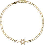 Anzie Love Letter Diamond Pavé Star of David Paper Clip Bracelet