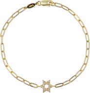 Anzie Love Letter Diamond Pavé Star of David Paper Clip Bracelet