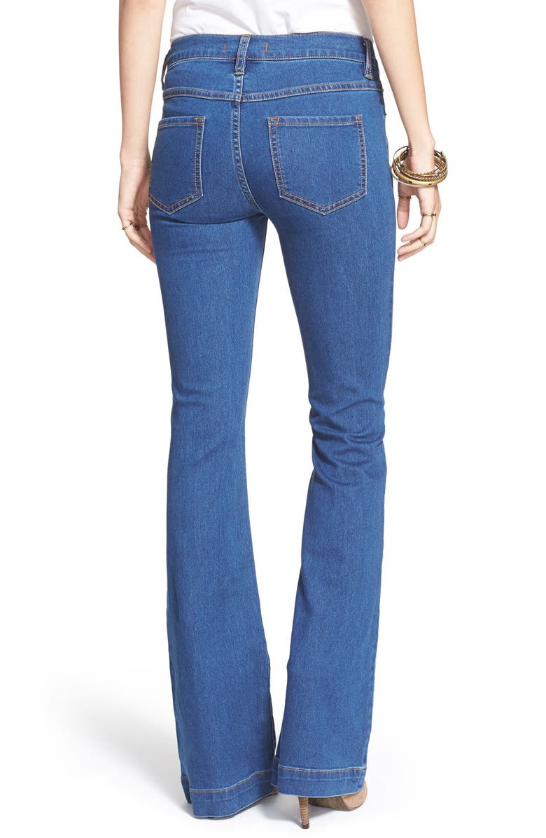 Free People Stretch Mid Rise Flare Jeans, Alternate, color, 