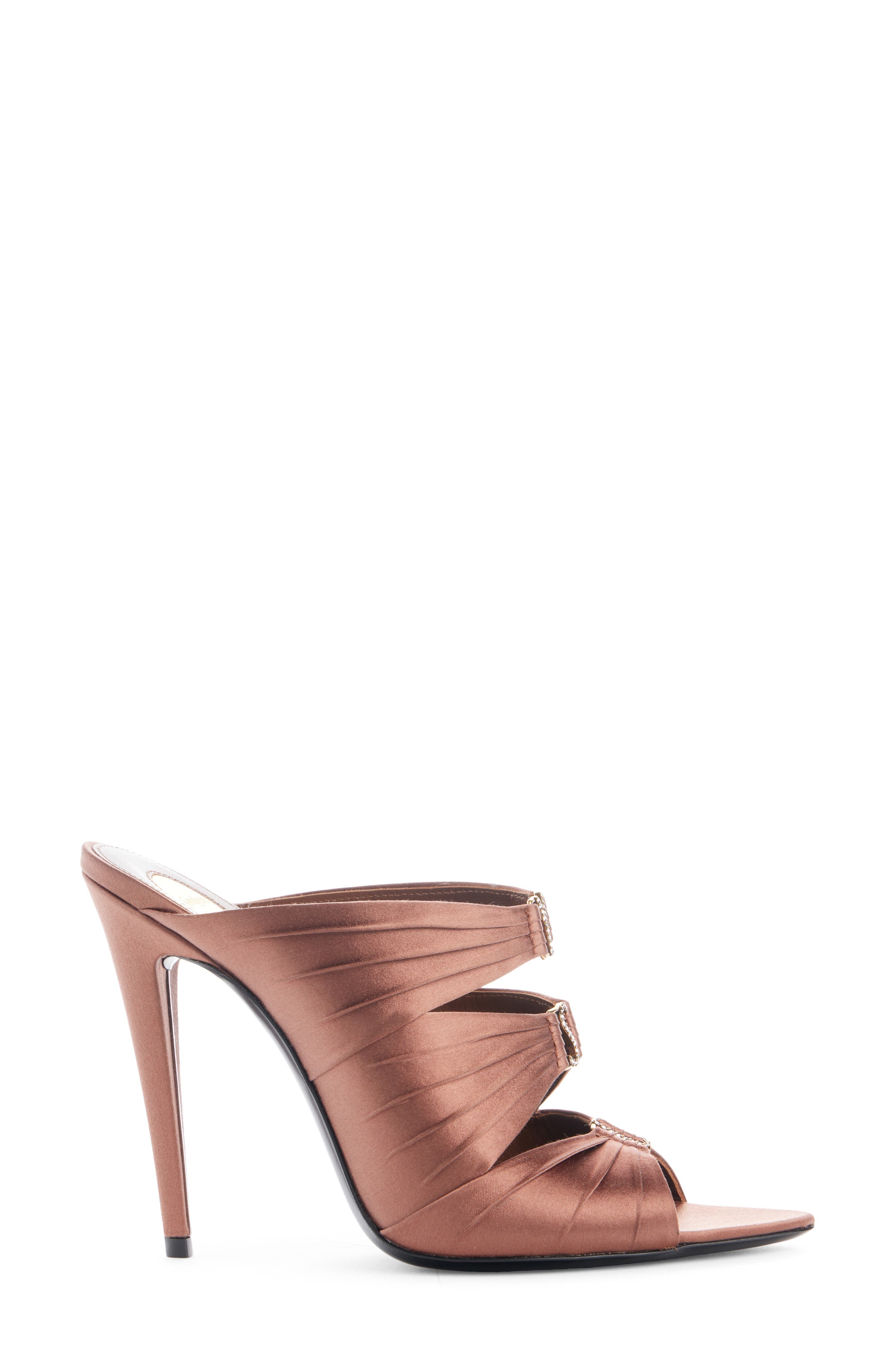 Amilie Strass Satin Slide Sandal, Alternate, color, MANIOC BROWN/ CRYSTAL