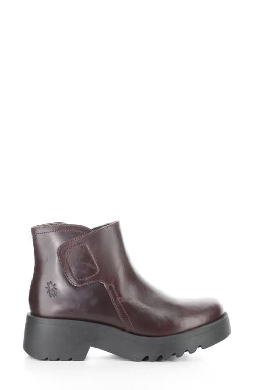 Fly London Mufe Wine Leather Low Shalf Ankle Boots In Burgundy