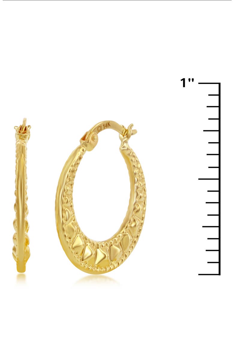 14K Yellow Gold Textured Hoop Earrings, Alternate, color, GOLD