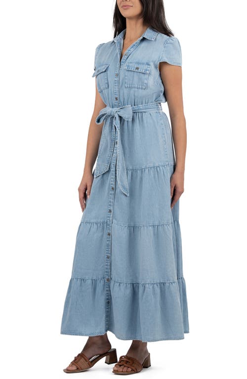 Kut From The Kloth Juno Cap Sleeve Maxi Dress In Light Wash