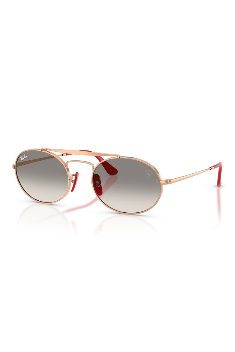 x Scuderia Ferrari 54mm Oval Sunglasses, Alternate, color, ROSE GOLD / CLEAR GREY