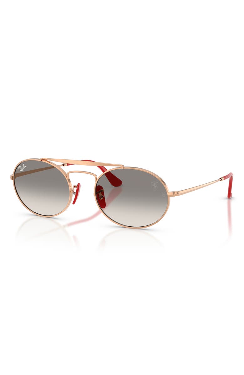 Ray-Ban x Scuderia Ferrari 54mm Oval Sunglasses, Alternate, color, Rose Gold / Clear Grey