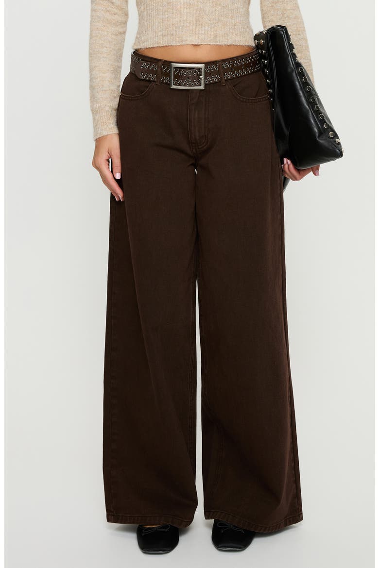 Naylor Mid Rise Wide Leg Jeans, Main, color, BROWN