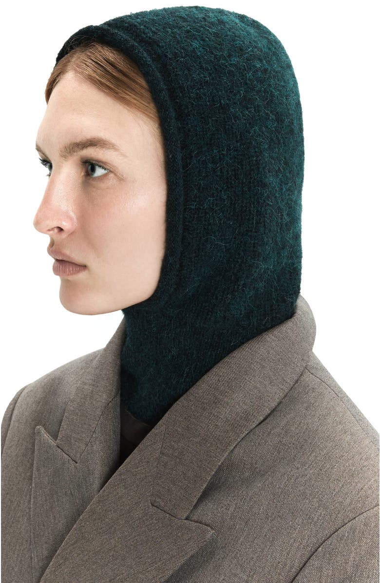 HYER GOODS Upcycled Merino Wool Ribbed Balaclava, Alternate, color, Emerald