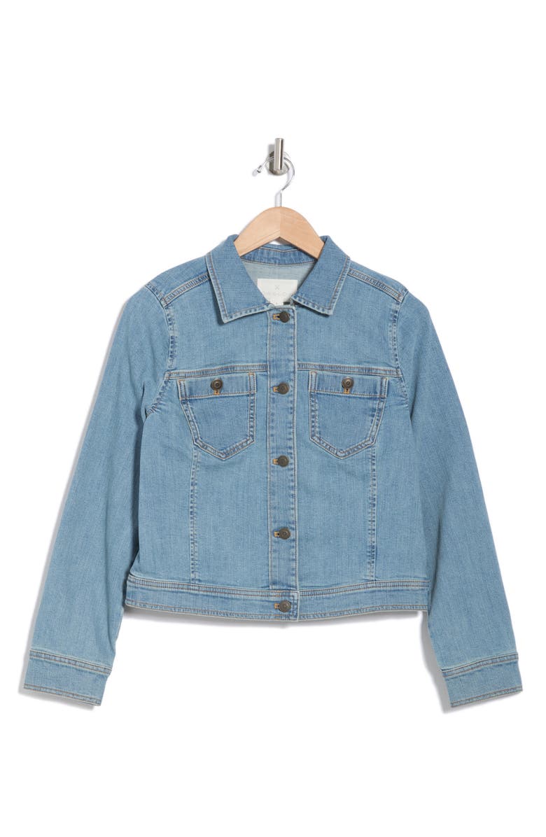 Caslon<sup>®</sup> Crop Denim Jacket, Alternate, color, Medium Wash