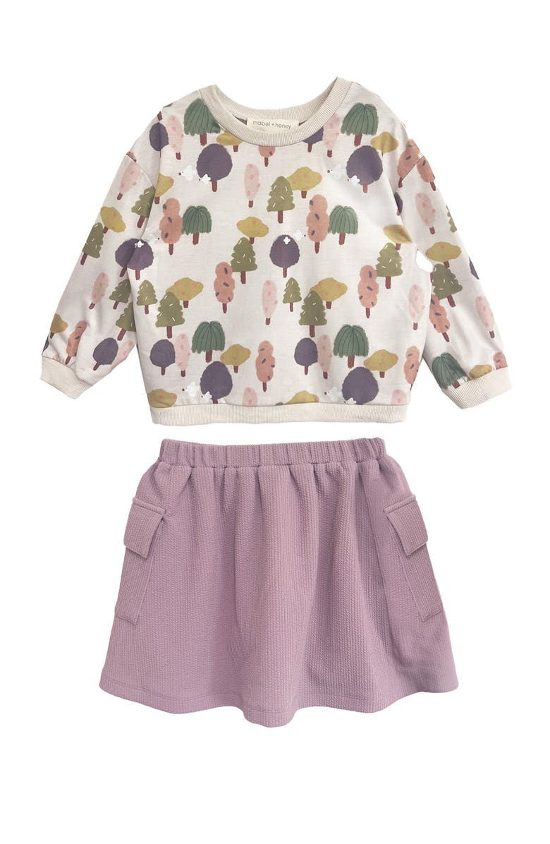 Mabel + Honey Treehouse Two Piece Set, Alternate, color, Purple