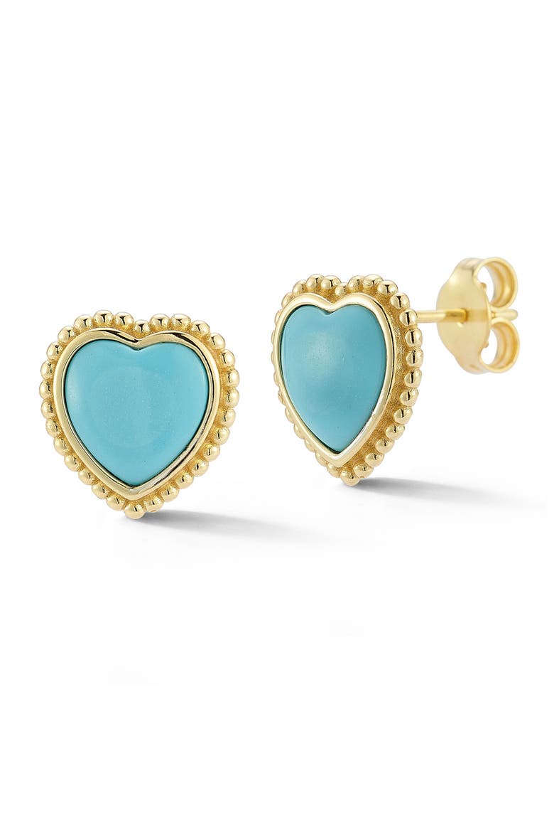 Heart Stud Earrings, Main, color, GOLD/BLUE