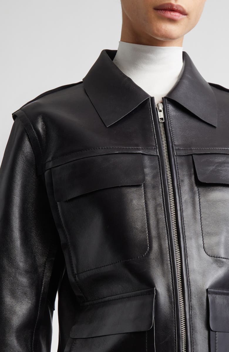 Stand Studio Sherla Lambskin Leather Jacket, Alternate, color, Black