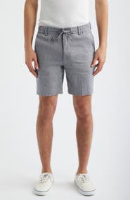 BOSS Kane Flat Front Linen Blend Drawstring Shorts