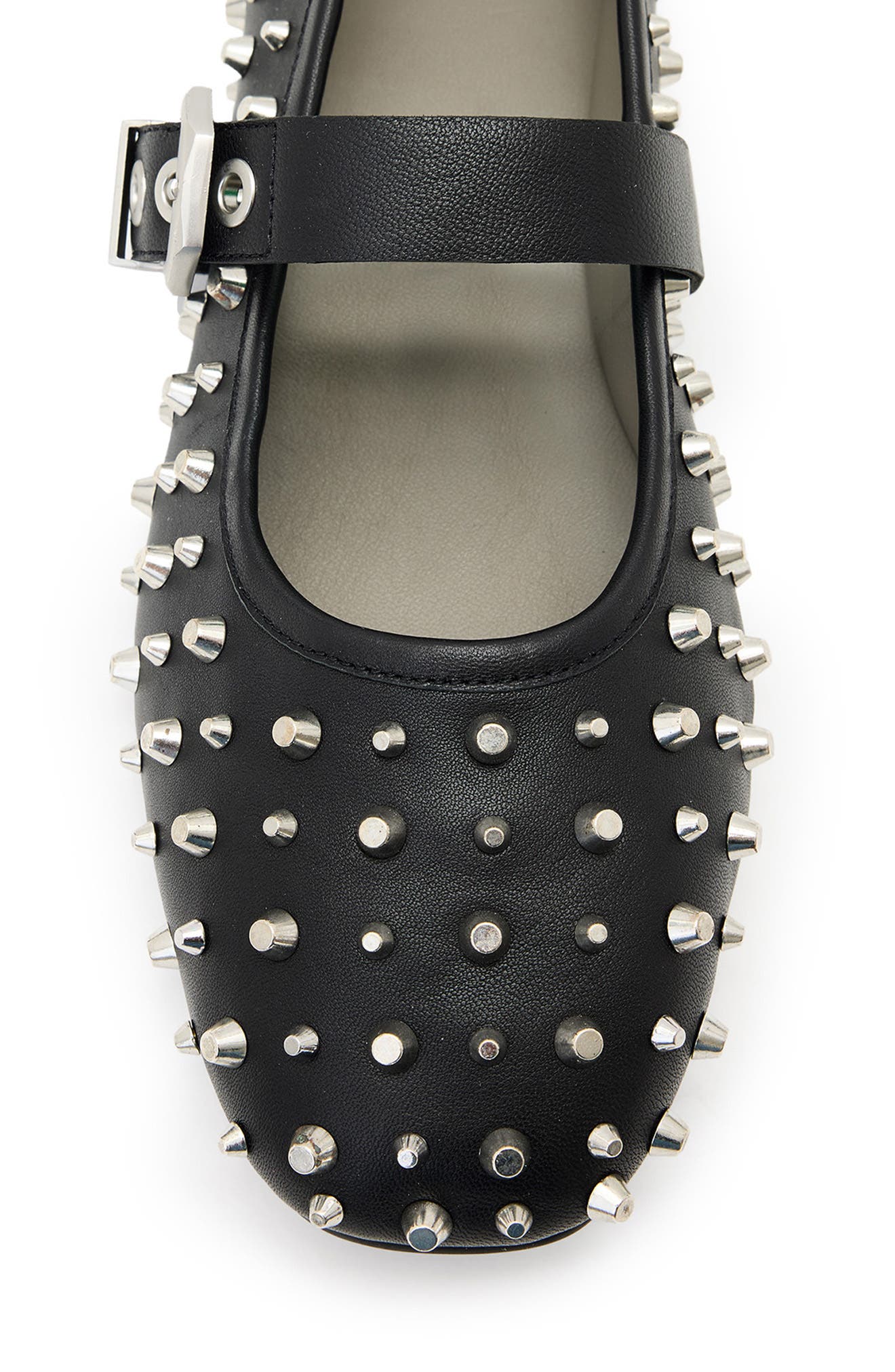 AllSaints Holly Stud Mary Jane Flat, Alternate, color, Black