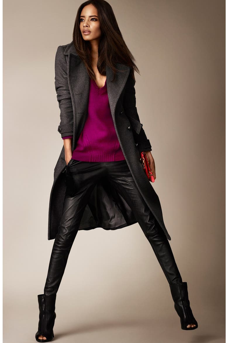 'Sheeran' Wool & Cashmere Trench Coat, Alternate, color, DARK GREY MELANGE
