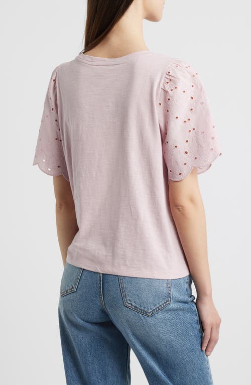 BEACHLUNCHLOUNGE BEACHLUNCHLOUNGE PERCY EYELET SLEEVE MIXED MEDIA TOP