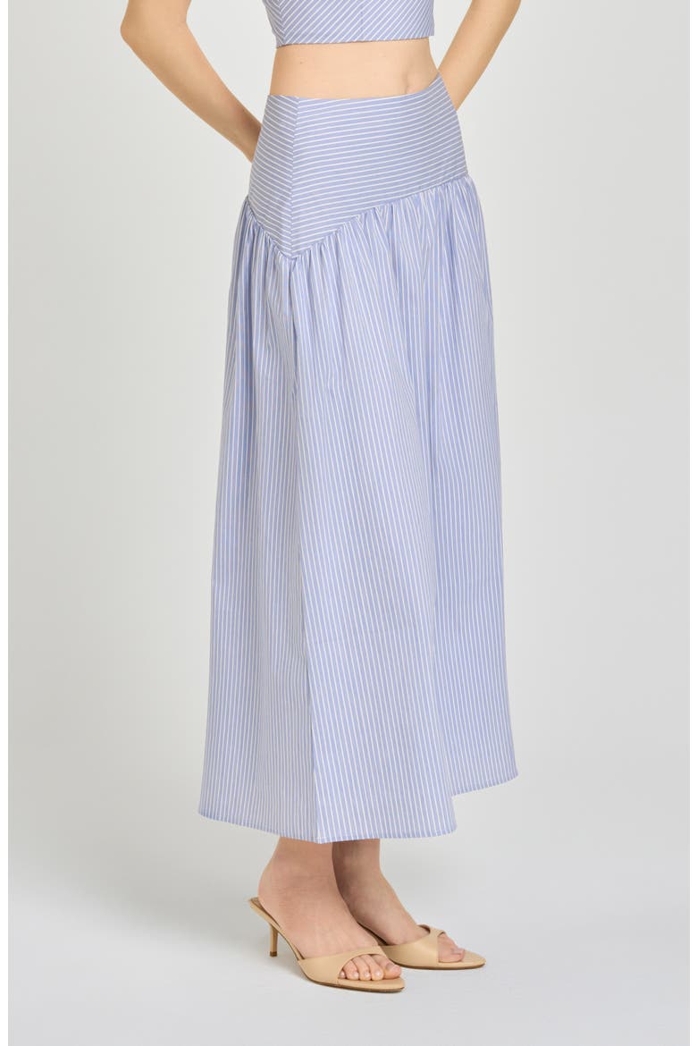 x Hannah Lovey Porter Georgia Directional Stripe Cotton Blend Midi Skirt (Nordstrom Exclusive), Alternate, color, BLUE