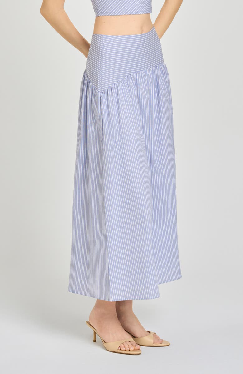 WAYF x Hannah Lovey Porter Georgia Directional Stripe Cotton Blend Midi Skirt, Alternate, color,