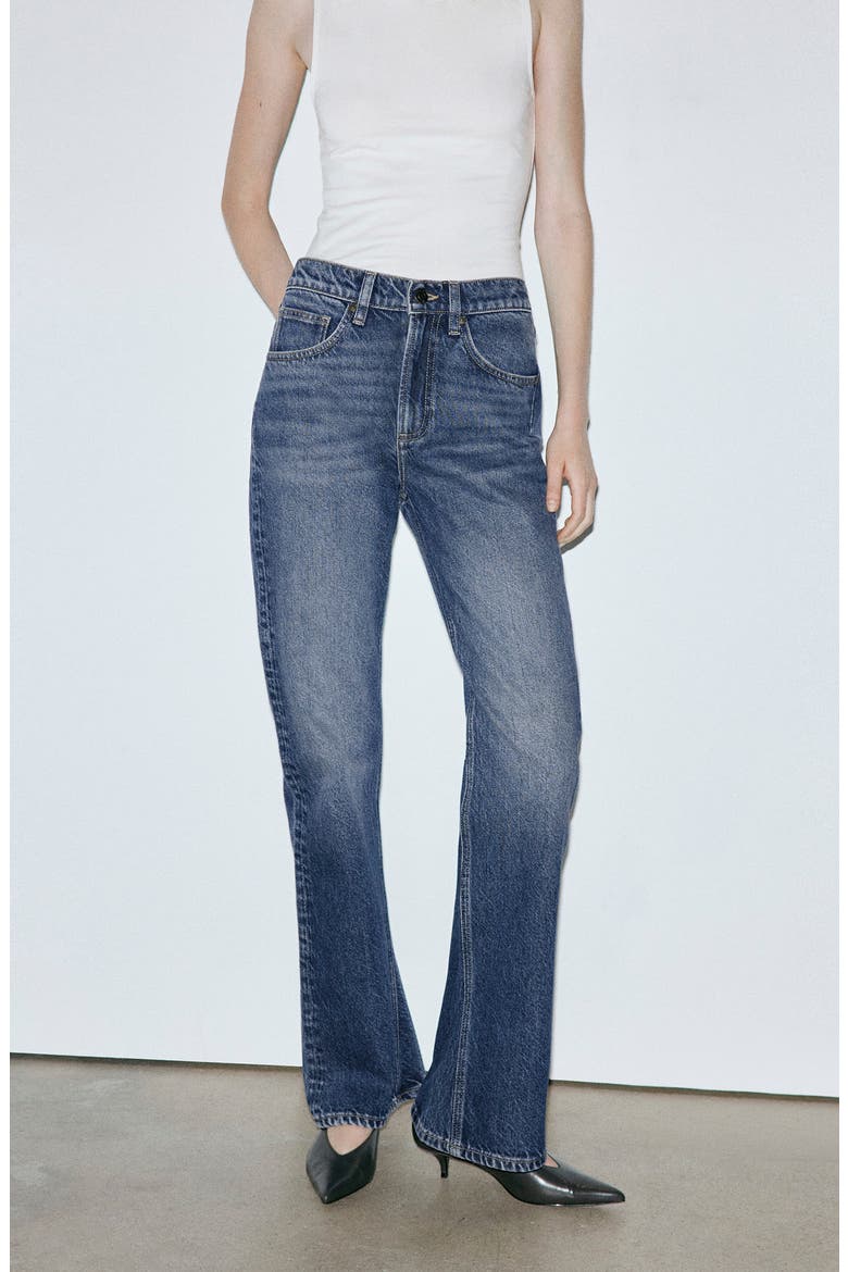 Mid Rise Flare Jeans, Alternate, color, DARK BLUE