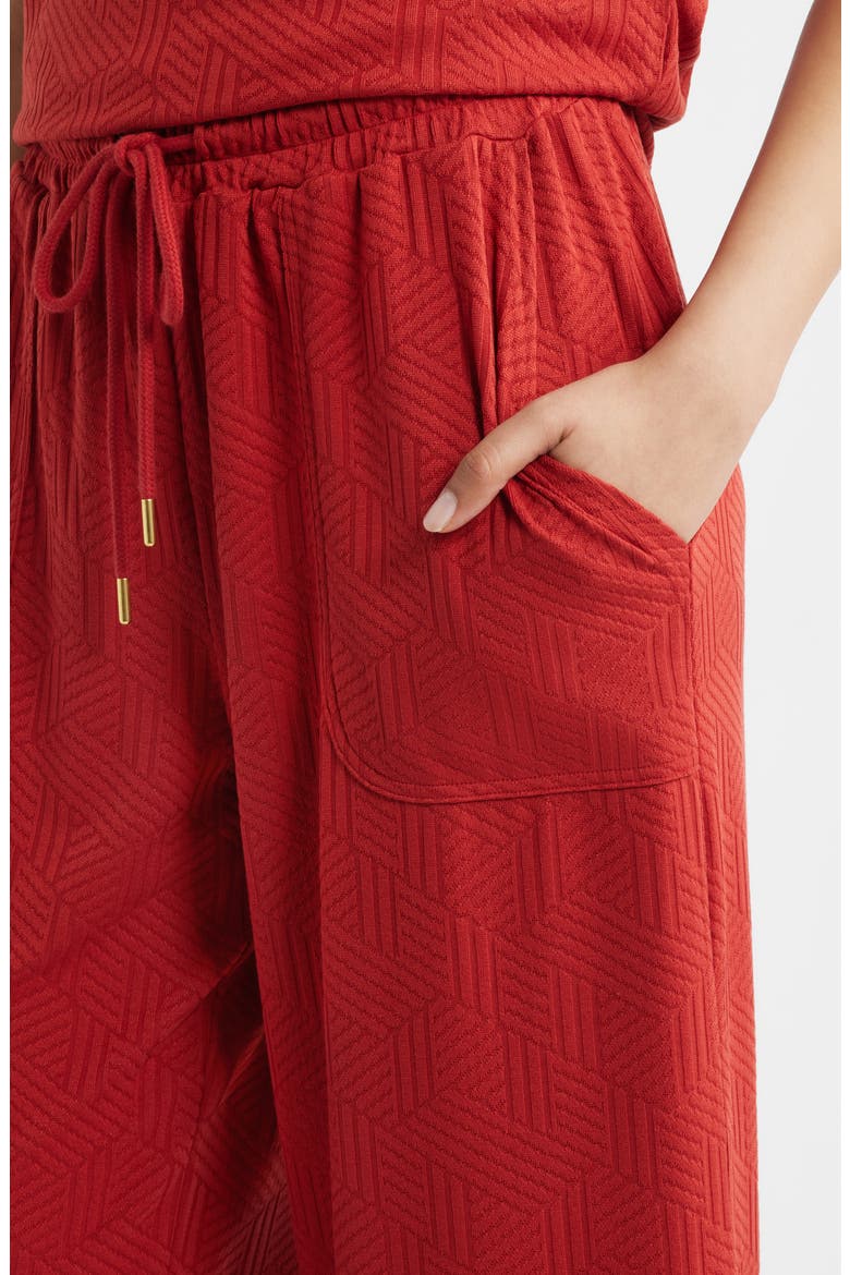 Crop Wide Leg Drawstring Pants, Alternate, color, BRICK