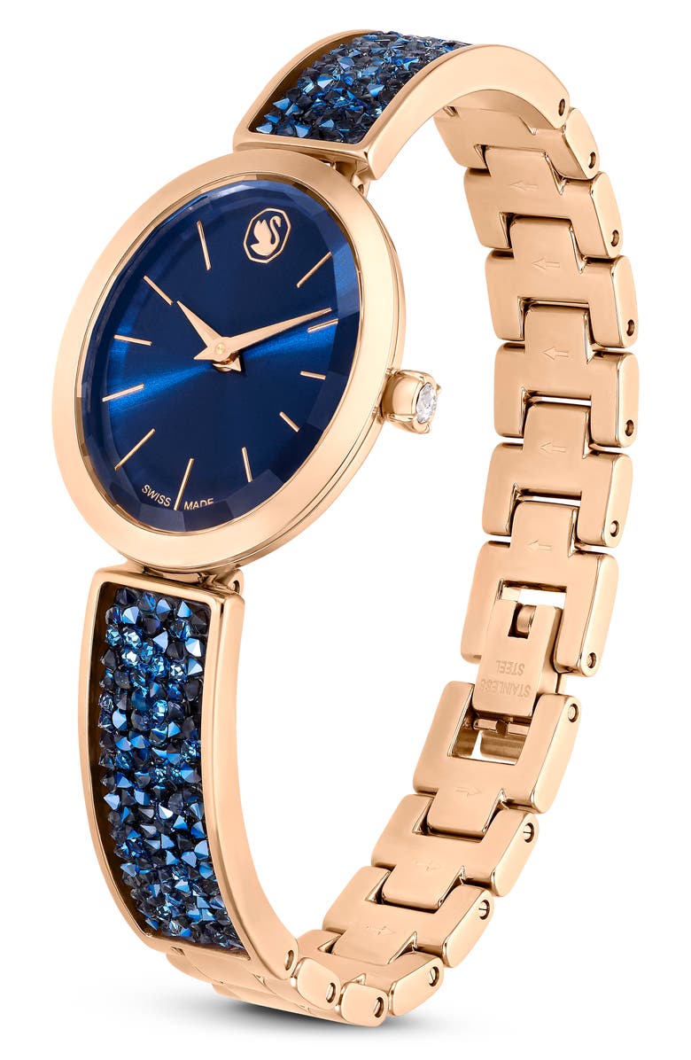 Swarovski Crystal Rock Oval Bracelet Watch, 26mm x 29mm, Alternate, color, Blue
