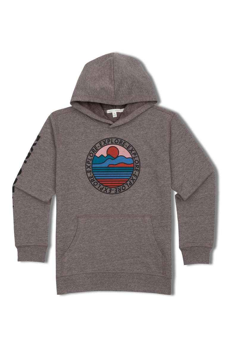 Kids' Explore Graphic Hoodie, Main, color, HEATHER GREY