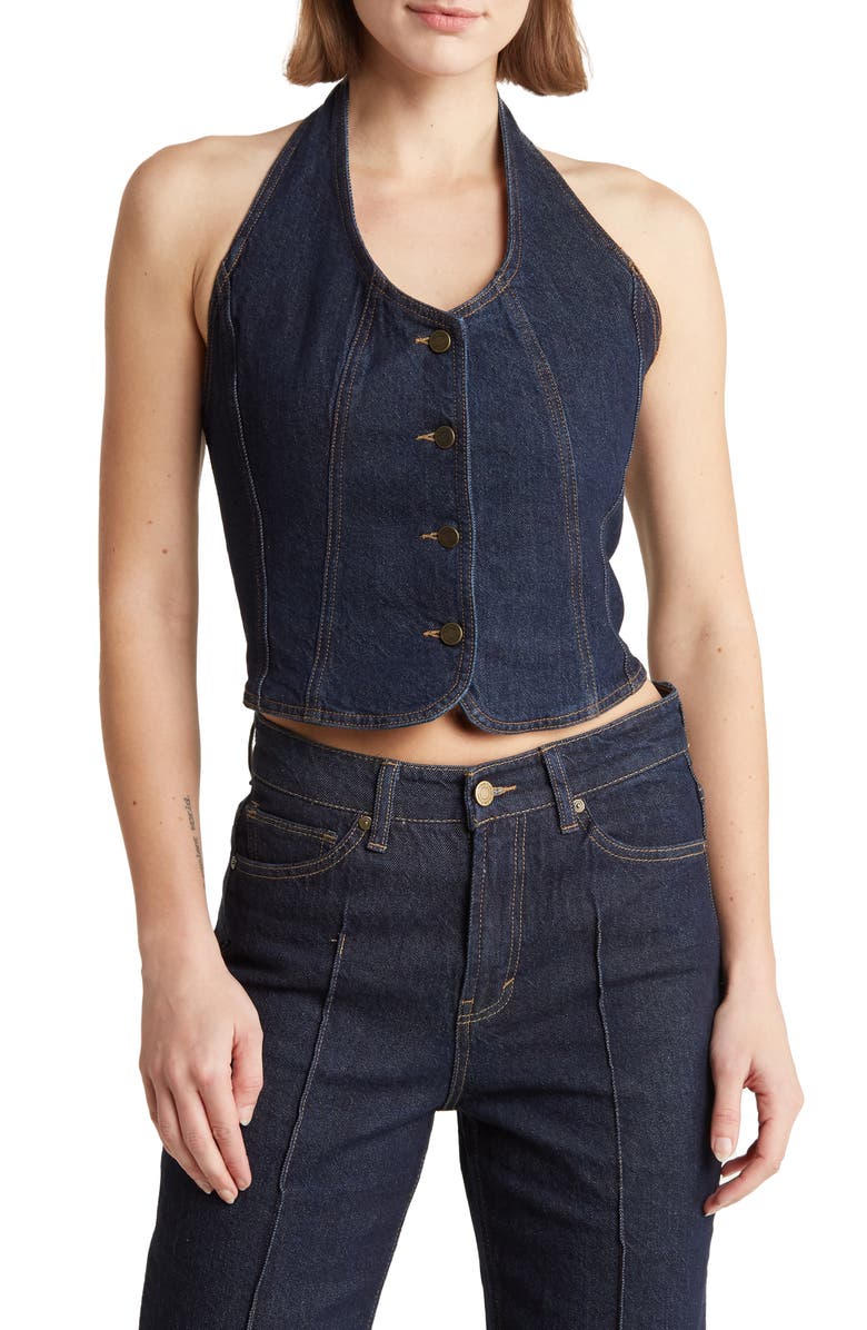 Habitual Halter Denim Vest, Main, color,