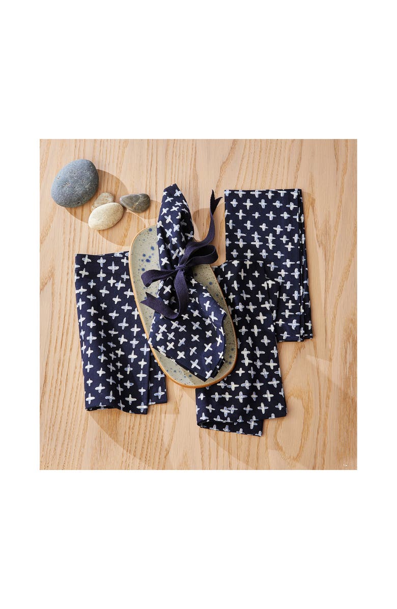 tag Stitch Napkin Set of 4 Blue Cotton Kitchen Cloth Napkins, Alternate, color, Blue