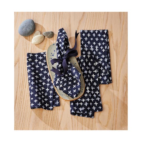 Tag Stitch Napkin Set Of 4 Blue Cotton Kitchen Cloth Napkins In Blue