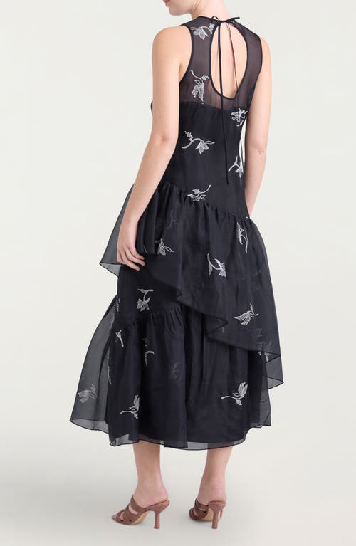 CINQ À SEPT CINQ À SEPT ROBERTA EMBROIDERED SLEEVELESS SILK COCKTAIL DRESS