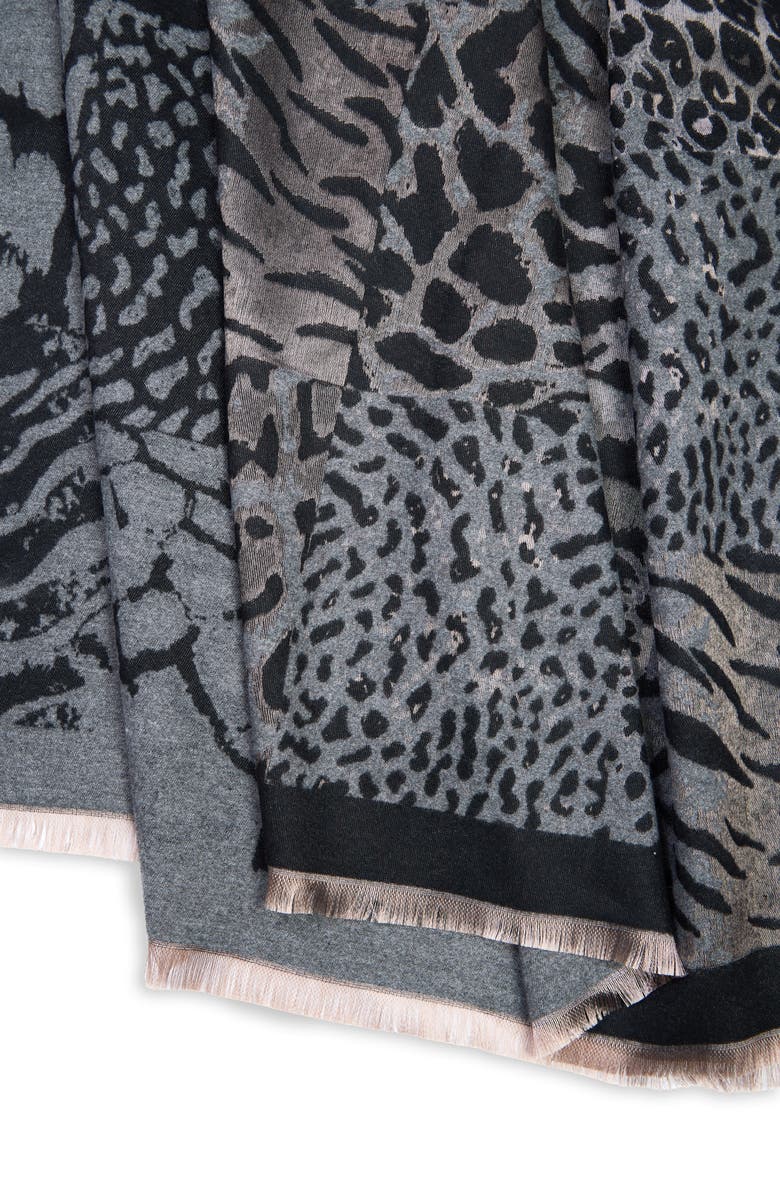 SAACHI Mixed Animal Print Scarf, Alternate, color, Black