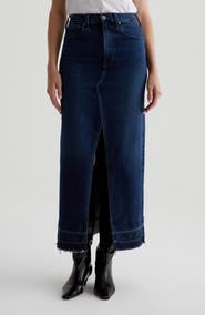 AG Davina Front Slit Denim Midi Skirt