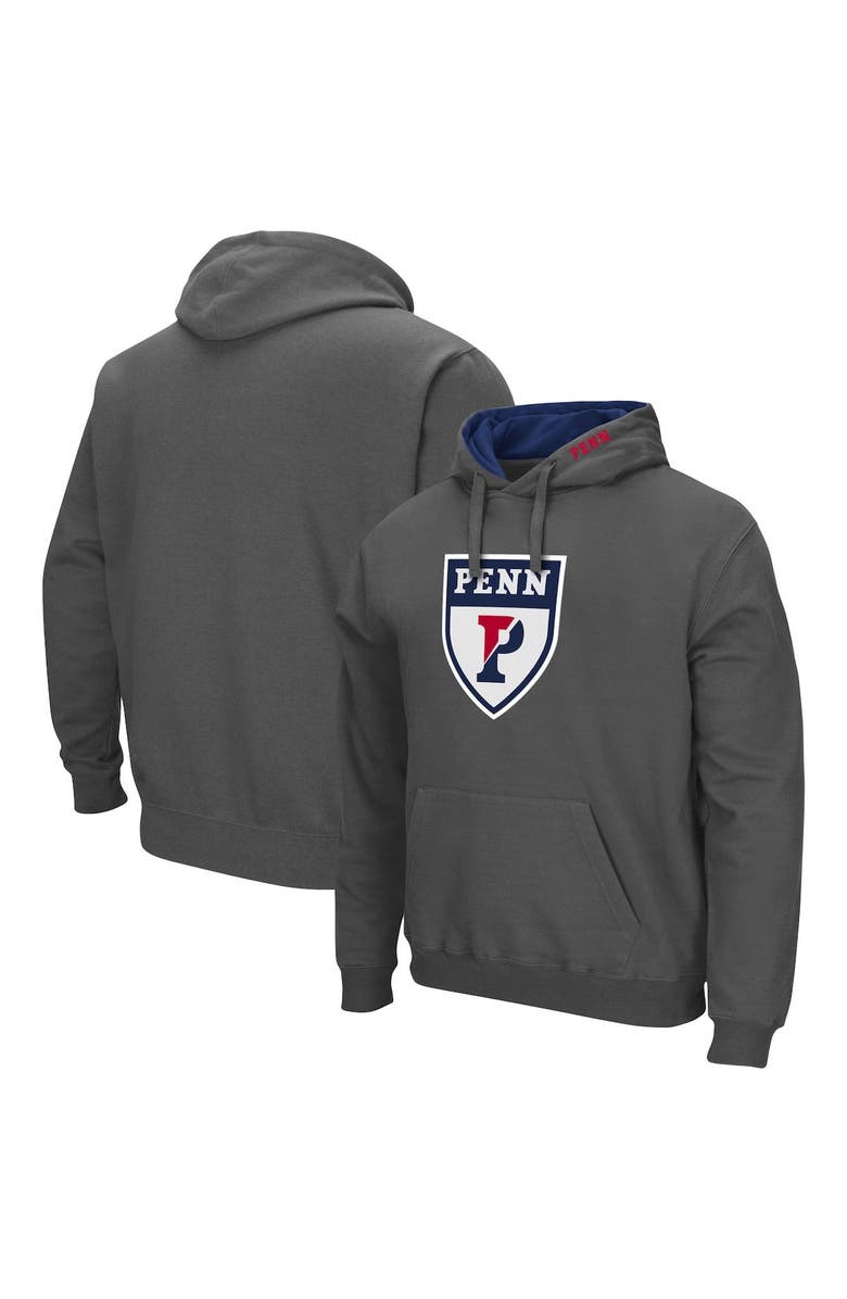 COLOSSEUM Men's Colosseum Charcoal Pennsylvania Quakers Arch and Logo Pullover Hoodie, Alternate, color, Charcoal