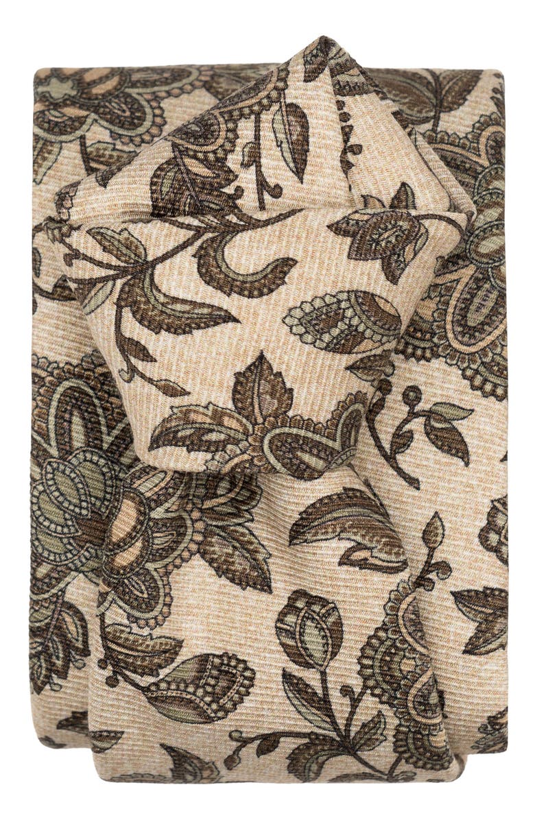 Elizabetta Sartori - Extra Long Printed Silk Tie for Men, Alternate, color, Beige And Sage
