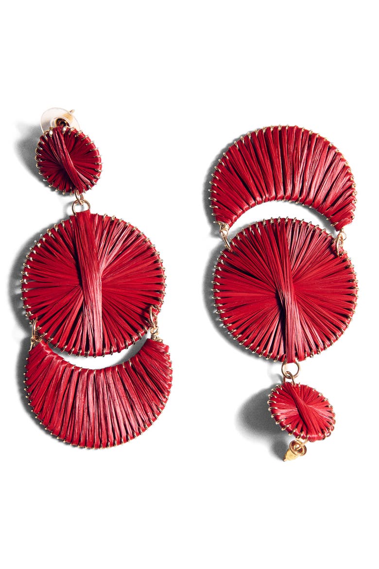 Long Drop Earrings, Alternate, color, RED