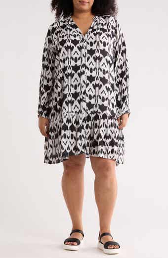 Ikat Long Sleeve Cover-Up Dress