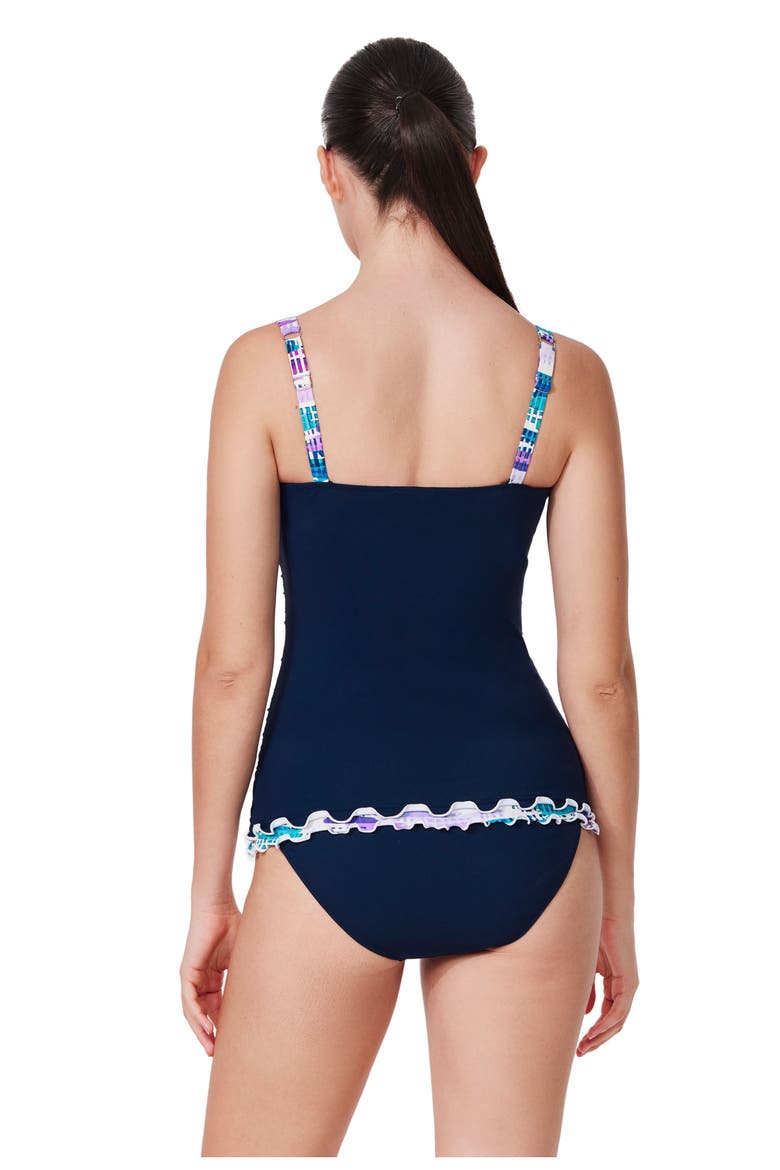 Canva Tricolore D-Cup Tankini Top, Alternate, color, Navy