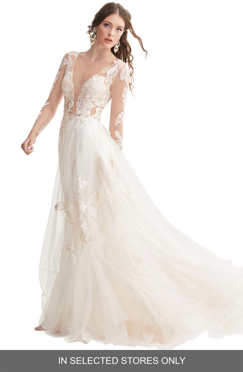 Willowby Rhapsody Lace & Tulle A-Line Wedding Dress, Main, color,