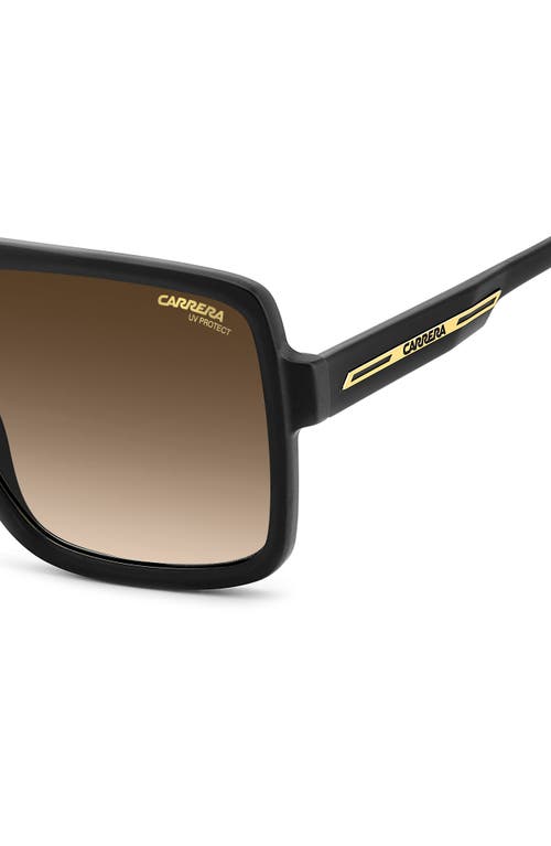 Carrera Eyewear Victory 59mm Gradient Rectangular Flat Top Sunglasses In Black Gold/black Brown Green