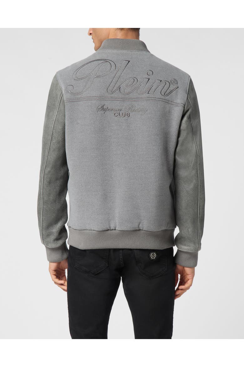 College Bomber Jacket Ls Plein Club Men, Alternate, color, grey