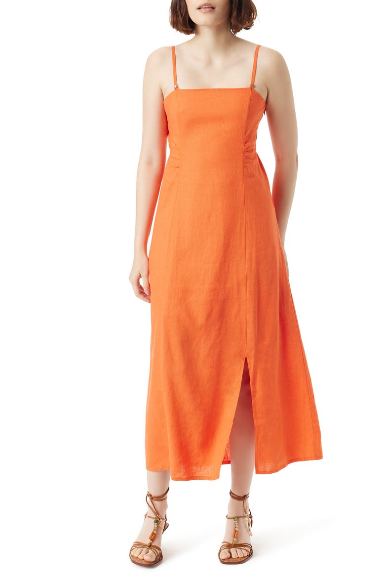 Merisa Cutout Linen Blend Sundress, Main, color, TIGERLILY