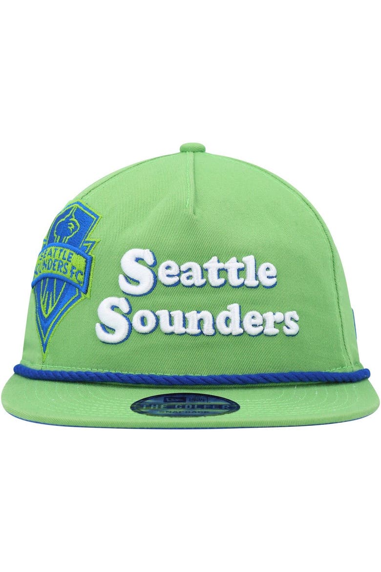 Men's New Era Rave Green Seattle Sounders FC Heritage The Golfer Snapback Hat, Alternate, color, Green