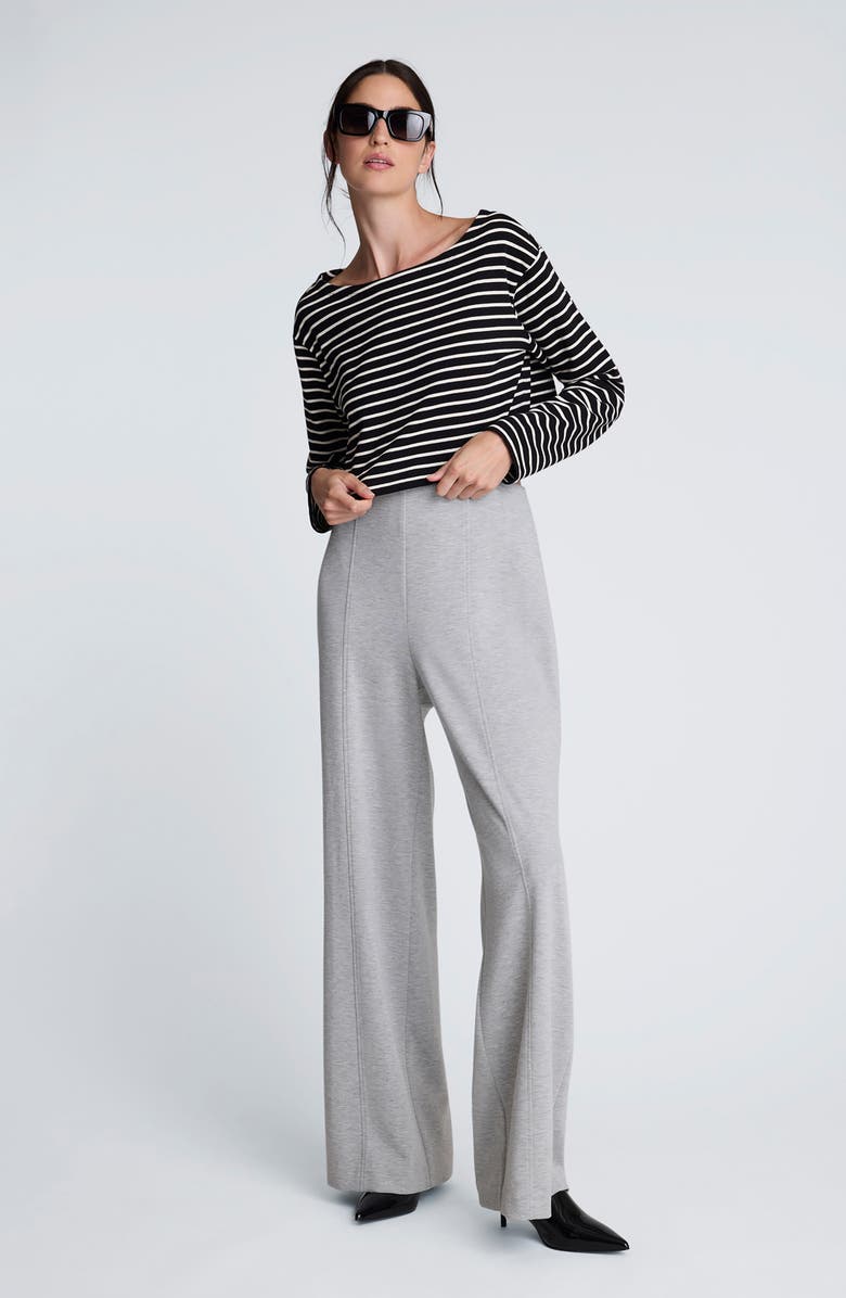 Kenneth Cole Hollywood Waist Pull-On Wide Leg Pants, Alternate, color, Light Heather Grey